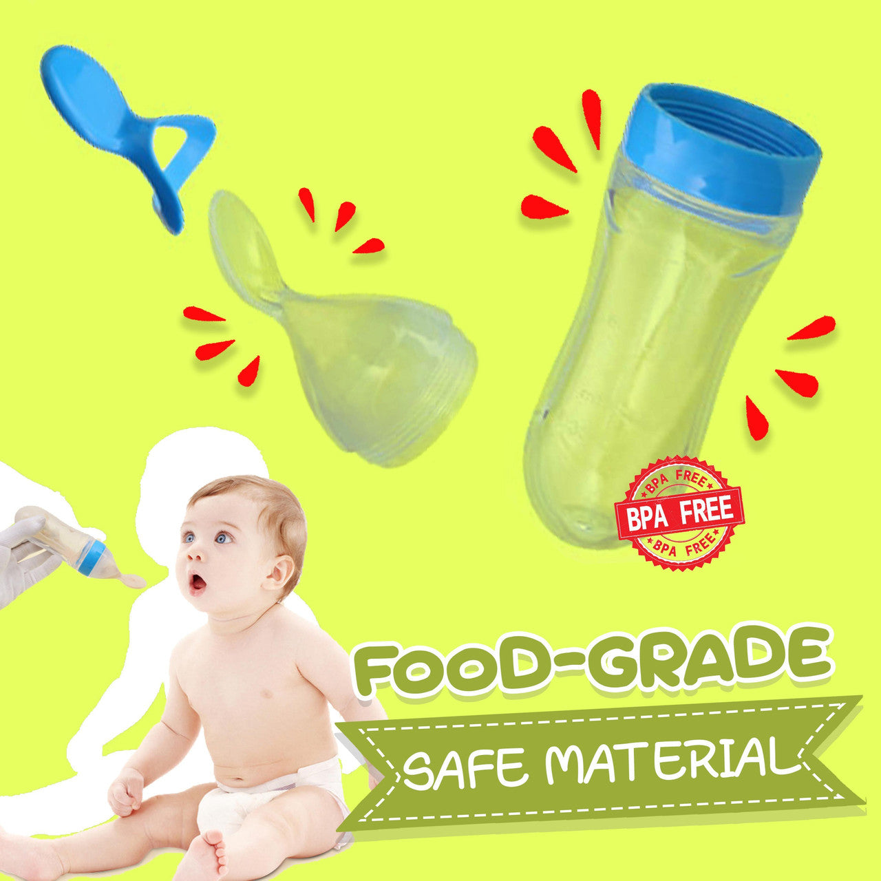 Silicone Baby Spoon Feeder squeezy Baby Food Dispensing Spoon