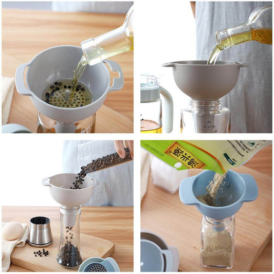 4 IN 1 Multi-function Canning Funnel Set Wide Mouth Plastic Funnel Filter Oil Pot Liquids Pour Oil